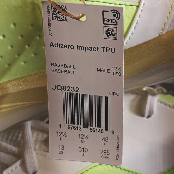 Adidas Adizero Impact TPU Baseball Cleats JQ8232 - Men's Size 13 - Picture 15 of 15